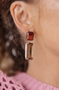 Sparkly Spirit Rectangle Crystal Earrings in Smoke **FINAL SALE**