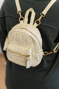 Take It With You Quilted Mini Backpack in Cream **FINAL SALE**