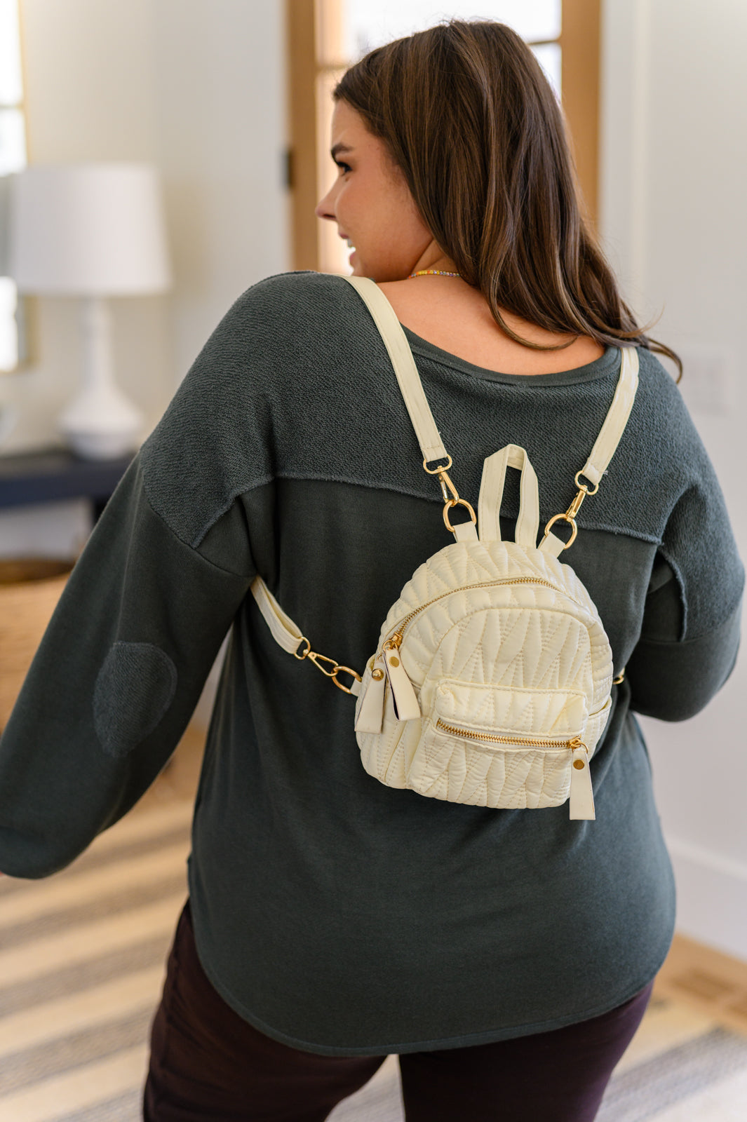 Take It With You Quilted Mini Backpack in Cream **FINAL SALE**