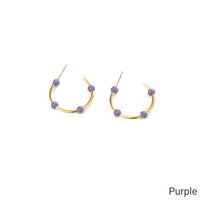 Willow Moon Retro Hand Enamel C-Shaped Hoop Earrings with Box