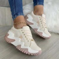 PREORDER- Lace-Up PU Leather Platform Sneakers