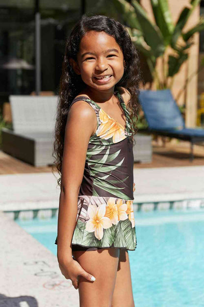 YOUTH Marina West Clear Waters Swim Dress in Aloha Brown
