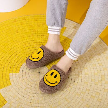 Melody Smiley Face Slippers-Yellow