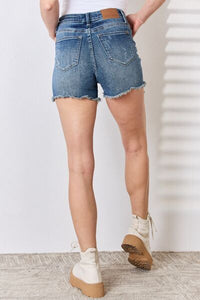 Judy Blue High Waist Raw Hem Denim Shorts