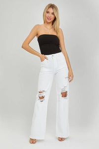 Risen High Rise Distressed Wide Leg Dad Jeans