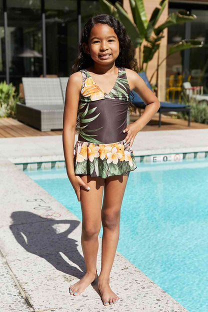 YOUTH Marina West Clear Waters Swim Dress in Aloha Brown